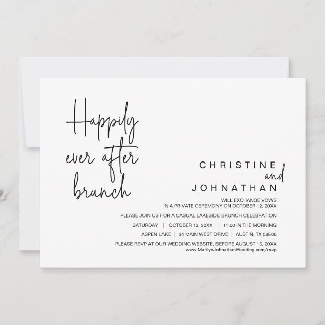 Wedding Elopement, Happily Ever After Brunch Invitation (Front)
