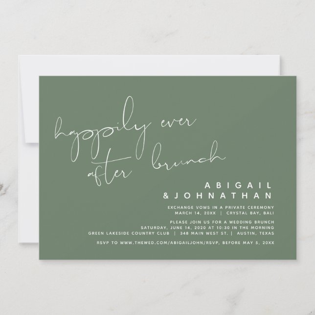 Wedding Elopement, Happily Ever After Brunch Invitation (Front)
