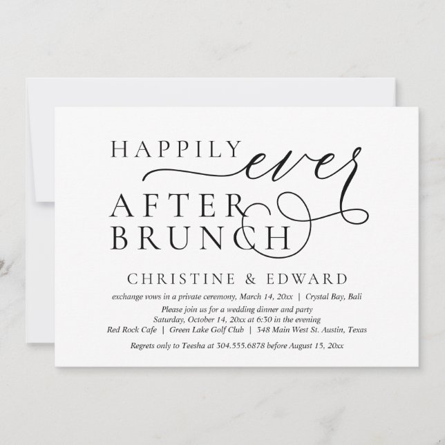Wedding Elopement, Happily Ever After Brunch Invitation (Front)