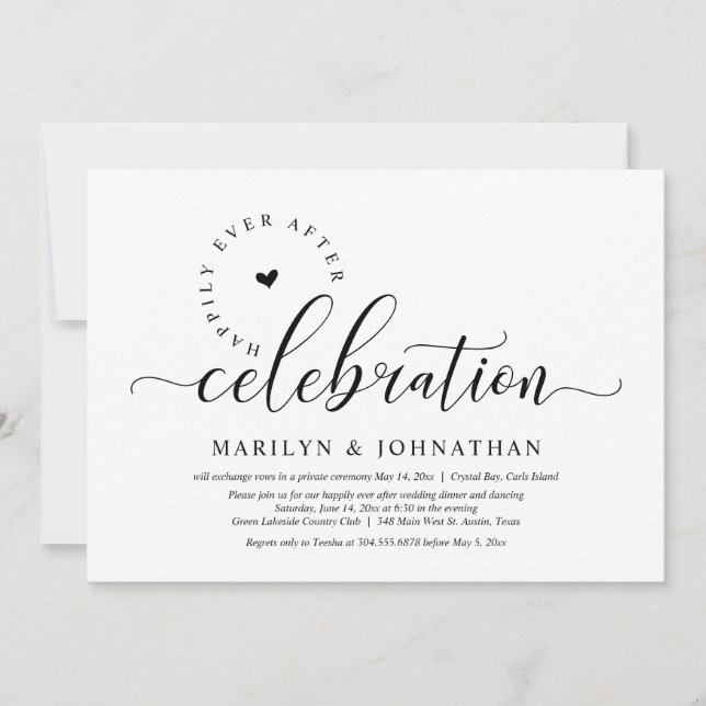 Wedding Elopement, Happily Ever After Celebration Invitation (Front)