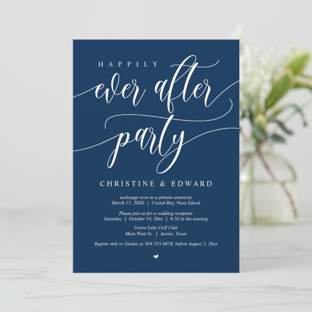 Wedding Elopement, Happily Ever After Party Invitation (Standing Front)