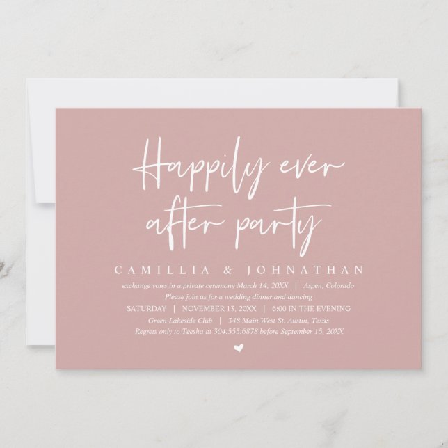 Wedding Elopement, Happily Ever After Party Invitation (Front)