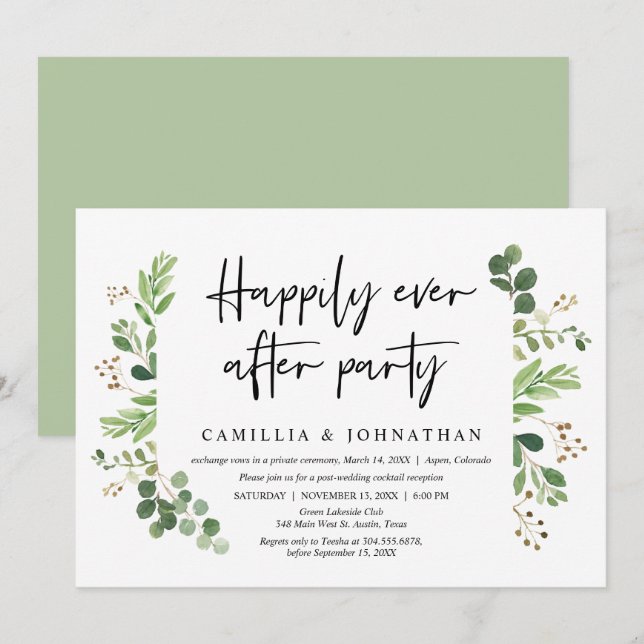 Wedding Elopement, Happily Ever after Party Invitation (Front/Back)