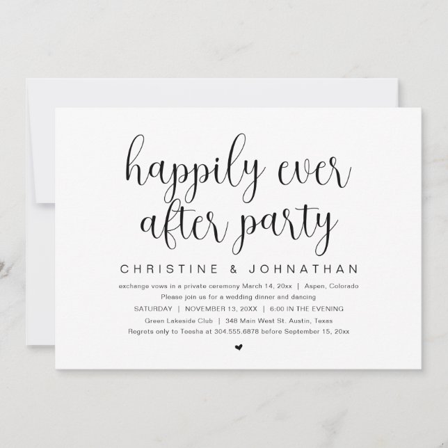 Wedding Elopement, Happily Ever After Party Invitation (Front)