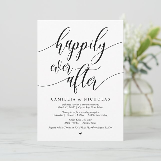 Wedding Elopement, Happily Ever After Party Invitation (Standing Front)