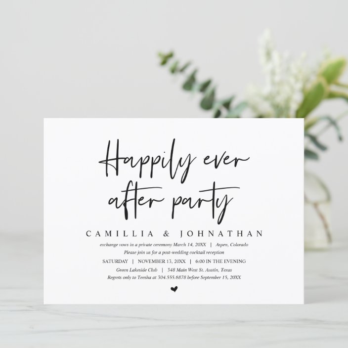 Wedding Elopement Happily Ever After Party Invitation Zazzleca 9390