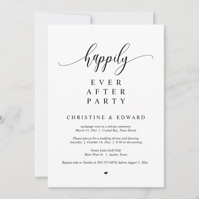 Wedding Elopement, Happily Ever After Party Invitation (Front)