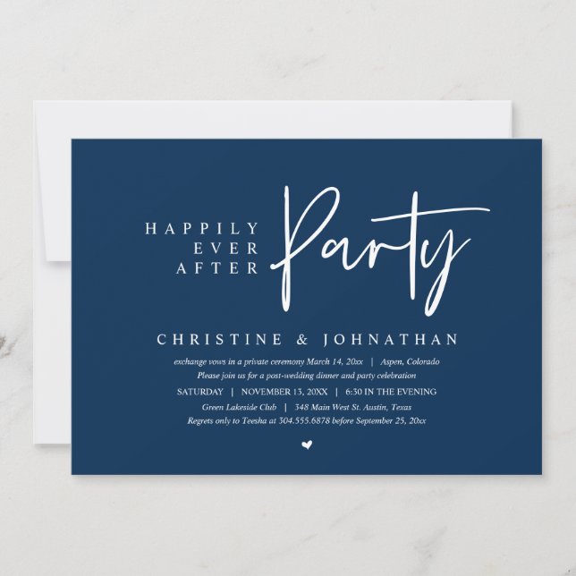 Wedding Elopement, Happily Ever After Party Invitation (Front)