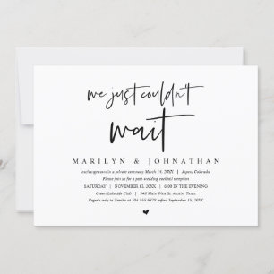 Wedding Elopement, Modern minimalist  Invitation