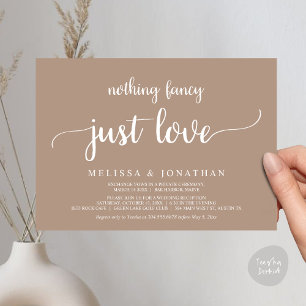 Wedding Elopement, Nothing Fancy Just Love Dinner Invitation