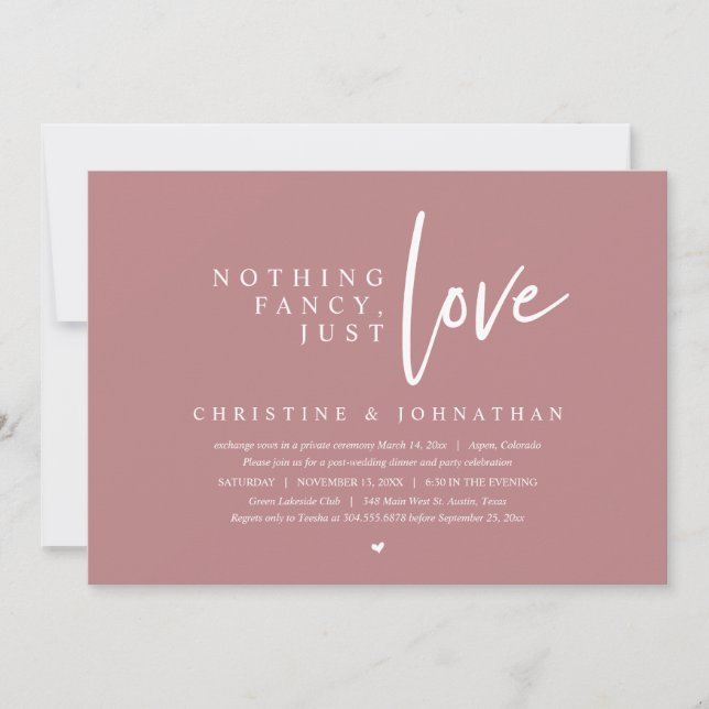 Wedding Elopement, Nothing Fancy, Just Love Invitation (Front)