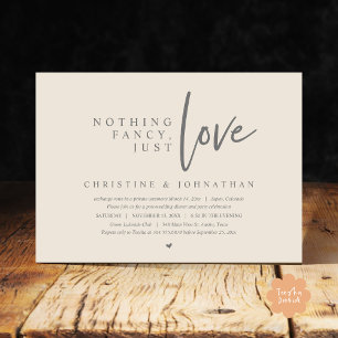 Wedding Elopement, Nothing Fancy, Just Love Invitation