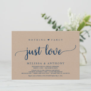 Wedding Elopement, Nothing Fancy Just Love, kraft  Invitation