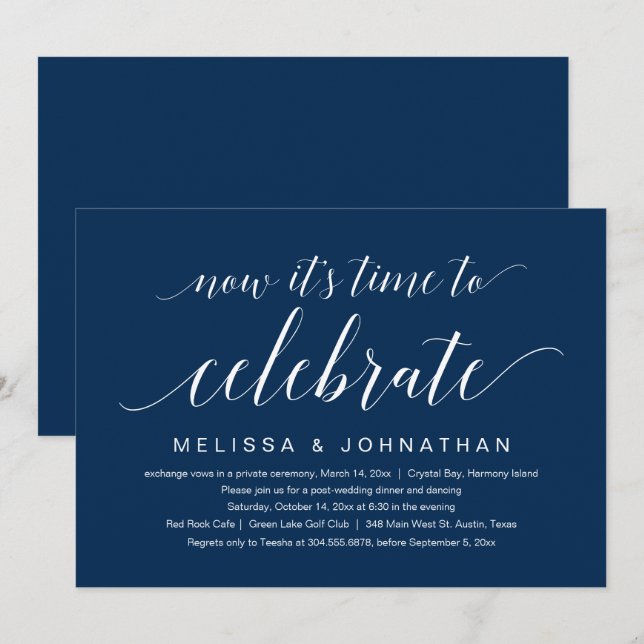 Wedding Elopement, Now it's time to celebrate Invitation (Front/Back)