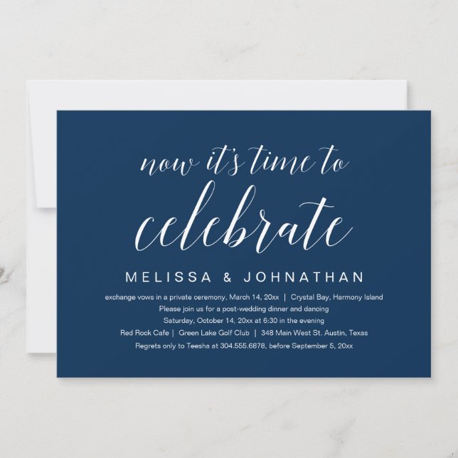 Wedding Elopement, Now it's time to celebrate Invitation (Front)