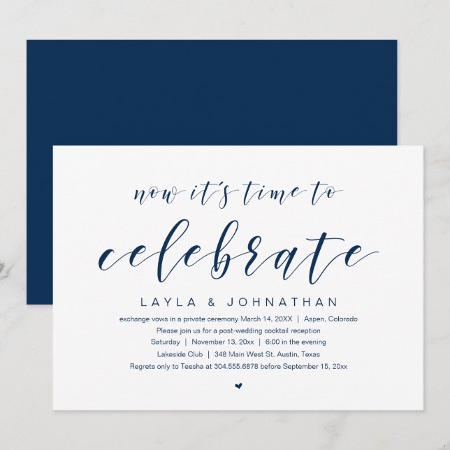 Wedding Elopement Party, it's time to celebrate In Invitation (Front/Back)