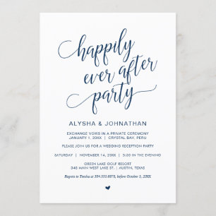 Wedding Elopement, Simple Classy Navy Blue, Invitation