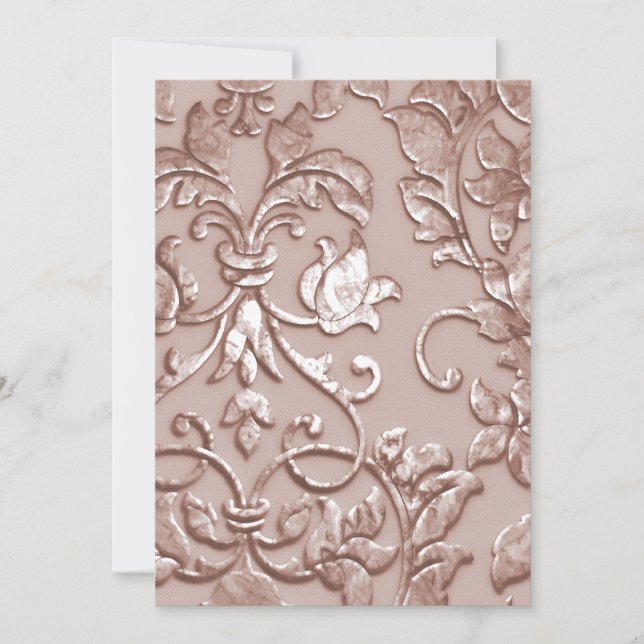 Wedding Embossed Look Damask Blush Invitation (Front)