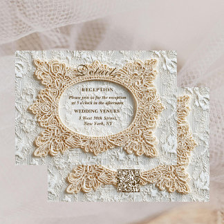 Wedding Embroidery Timeless Lace Frame Details Enclosure Card