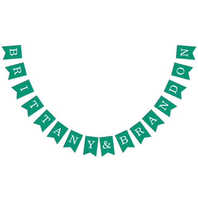 Wedding Emerald Green Simple Bride and Groom Names Bunting Flags (All)