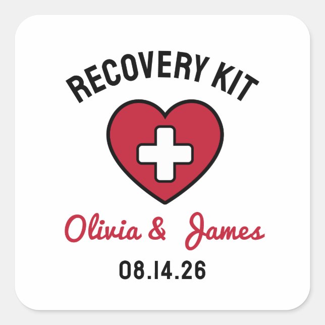 Wedding Emergency Survival Hangover Recovery Kit  Square Sticker (Front)