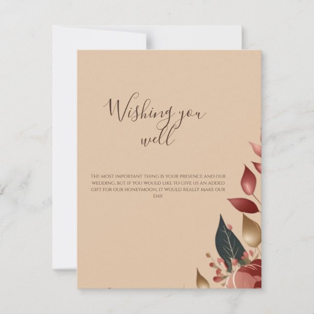  Wedding Encloser Card Modern Tropical Rose (Front)