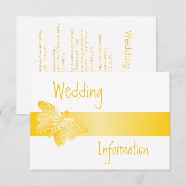 Wedding Enclosure Card Yellow Butterfly (Front/Back)
