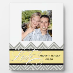 Wedding Engaged Chic Chevron Modern Personalized Plaque
