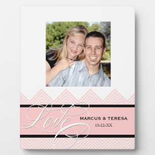 Wedding Engaged Chic Chevron Modern Personalized Plaque