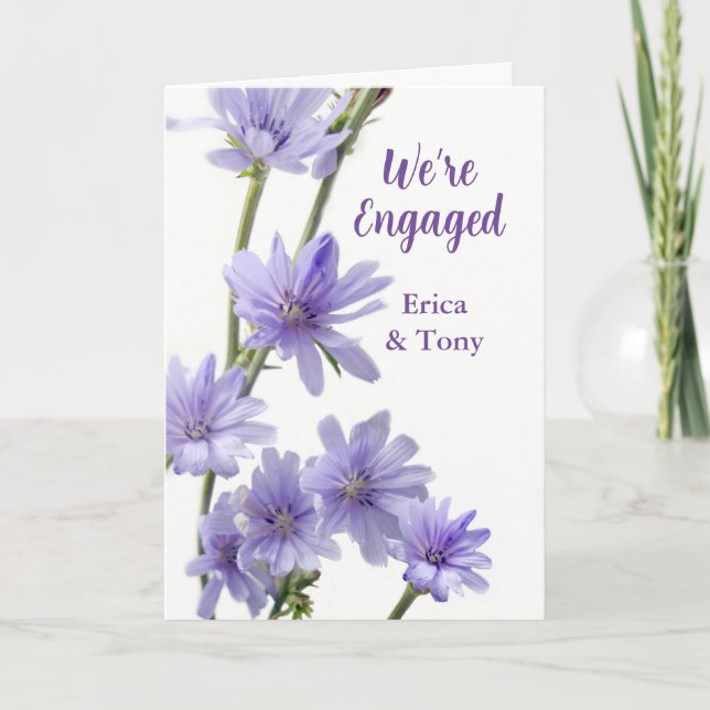 Wedding Engagement Announcement Chicory Flowers (Front)