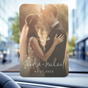 Wedding engagement couple names date photo air freshener