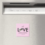 Wedding Engagement Custom Photo Pink Heart Frame Magnet<br><div class="desc">The design has baby pink heart frame on centre photo which can be customized to your own image inside LOVE text. Replace the picture in the centre with your own photo.</div>