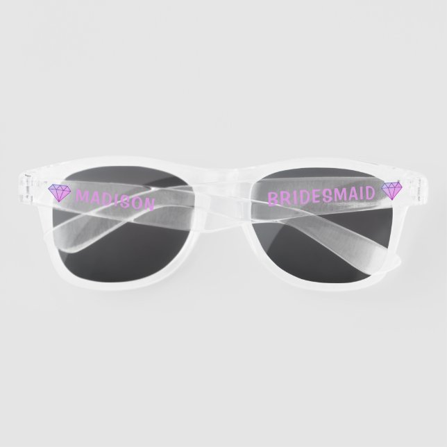Wedding Engagement Diamond Chic Personalized Name Sunglasses (Back)