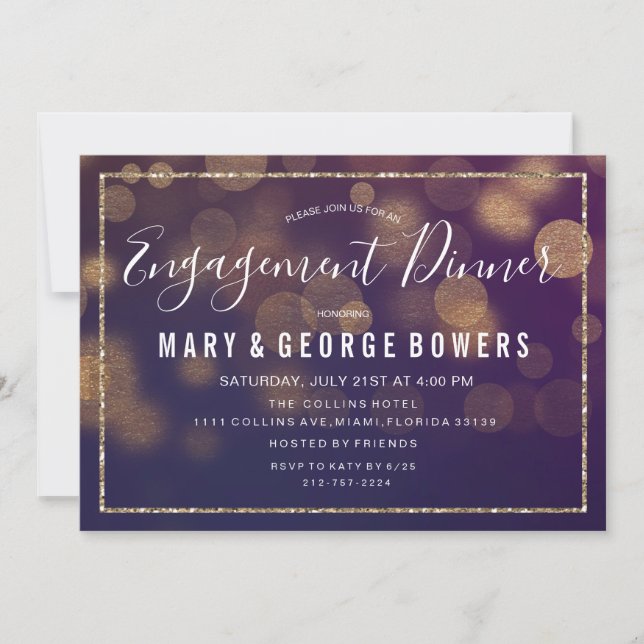 Wedding Engagement Dinner Lights Invitation (Front)