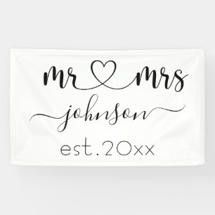 Wedding Engagement Heart Mr Mrs Personalized Name Banner
