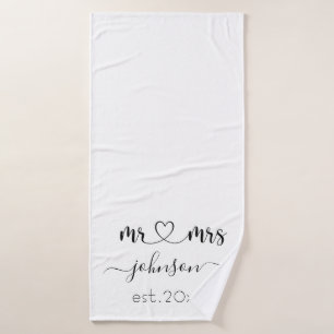 Wedding Engagement Heart Mr Mrs Personalized Name  Bath Towel