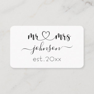 Wedding Engagement Heart Mr Mrs Personalized Name Business Card