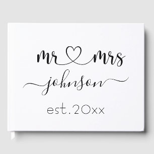Wedding Engagement Heart Mr Mrs Personalized Name Guest Book