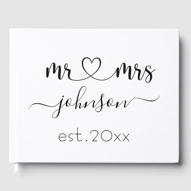 Wedding Engagement Heart Mr Mrs Personalized Name Guest Book (Front)