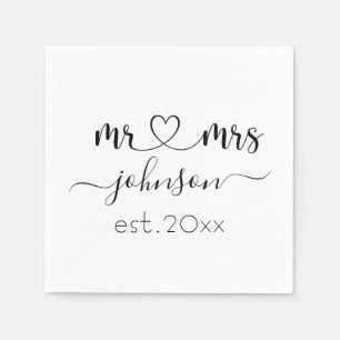 Wedding Engagement Heart Mr Mrs Personalized Name Napkin