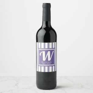 Wedding Engagement Monogram Initial Modern Wine Label