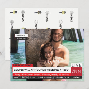 Wedding Engagement Party BBQ News Invitation