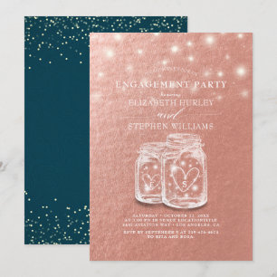 Wedding Engagement Party Chic Mason Jars Rose Gold Invitation