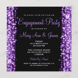 Wedding Engagement Party Sparkles Purple Invitation