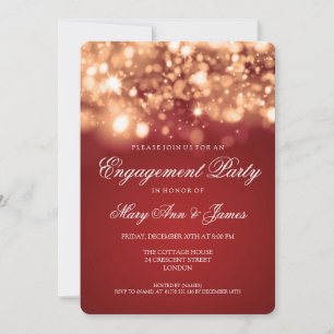 Wedding Engagement Party Sparkling Lights Gold Invitation