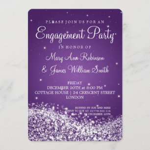 Wedding Engagement Party Sparkling Wave Purple Invitation