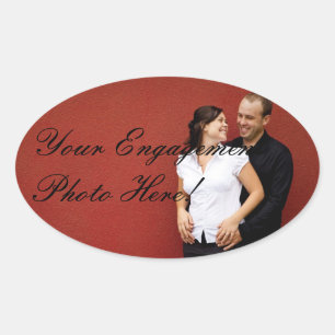 Wedding Engagement Photo Stickers Oval