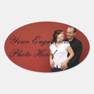 Wedding Engagement Photo Stickers Oval