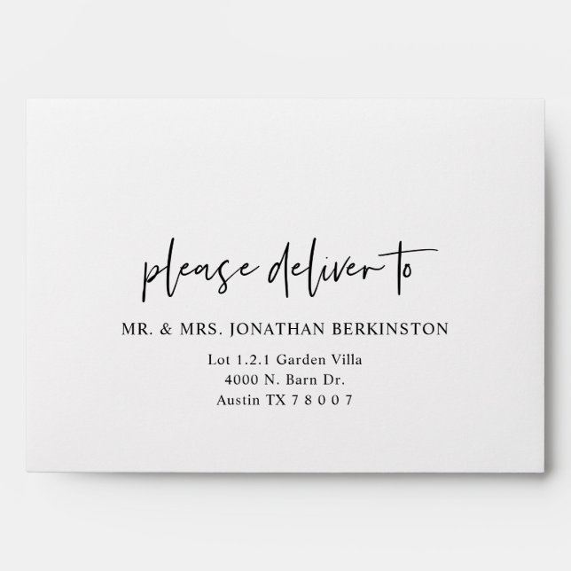 Wedding Envelope in Modern Minimalist themed (Front)