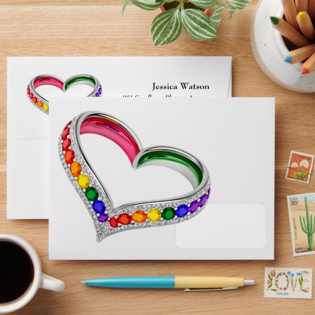 🌈 Wedding Envelope Intertwined in Pride (Desk)
